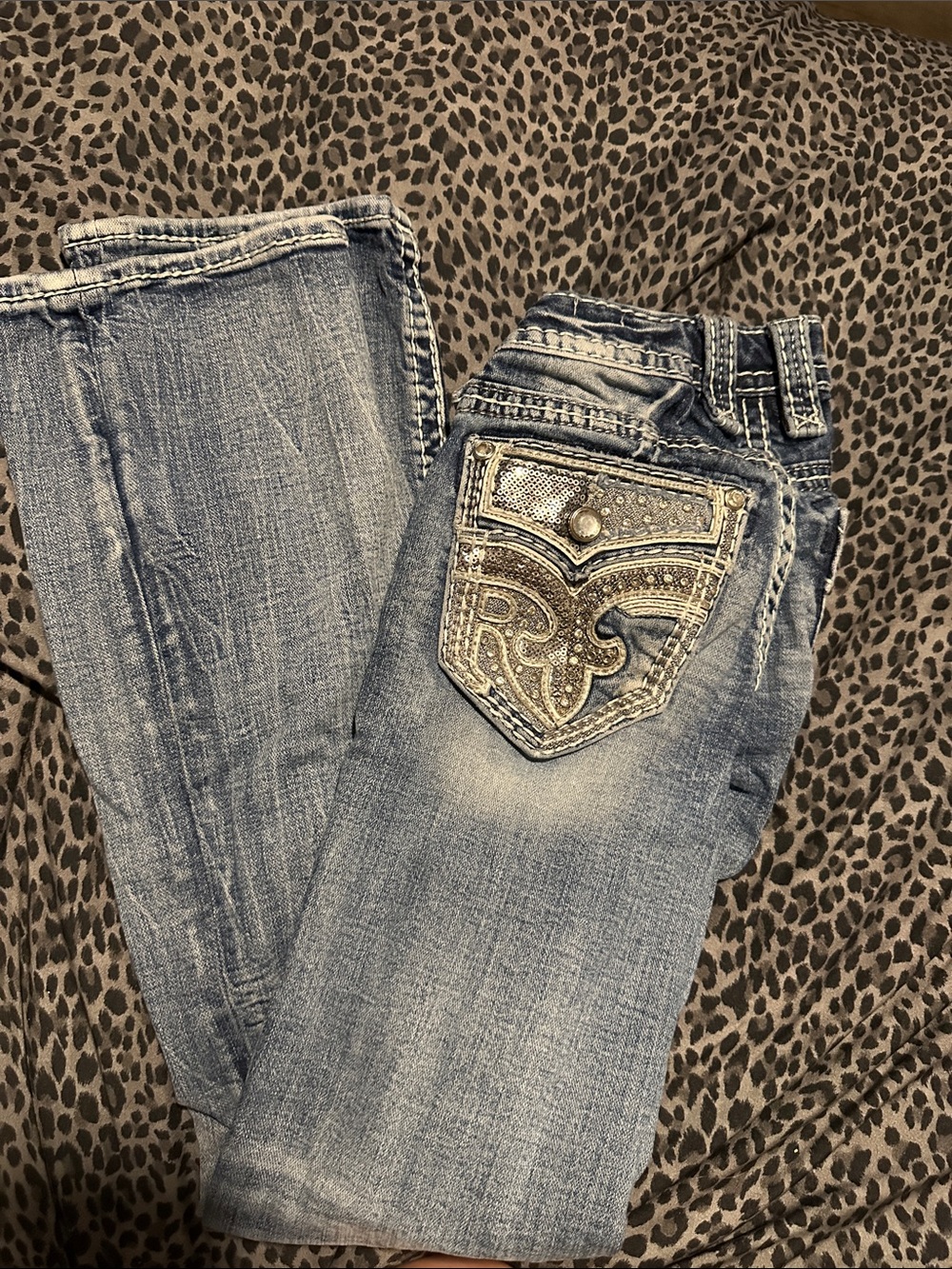 Rock Revival Light Blue Embellished Boot Cut Jeans 24 R